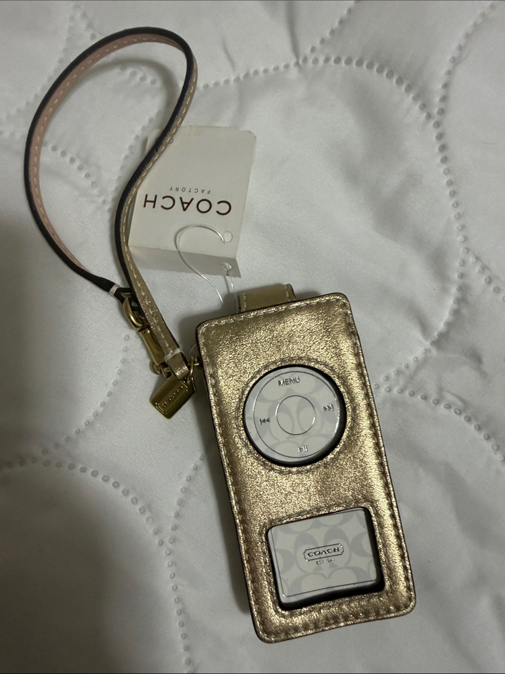 Coach Metallic Gold Leather MP3(iPod nano) Case with Wristlet